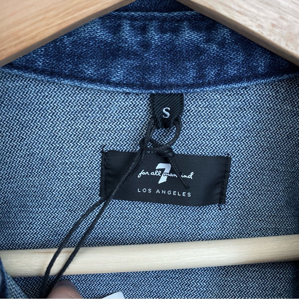 7 For All Mankind Dark Blue Denim Midi Dress - Picture 4 of 6